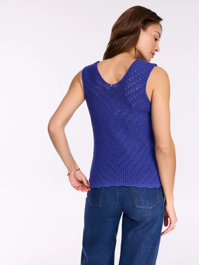 Cobalt crochet sleeveless sweater