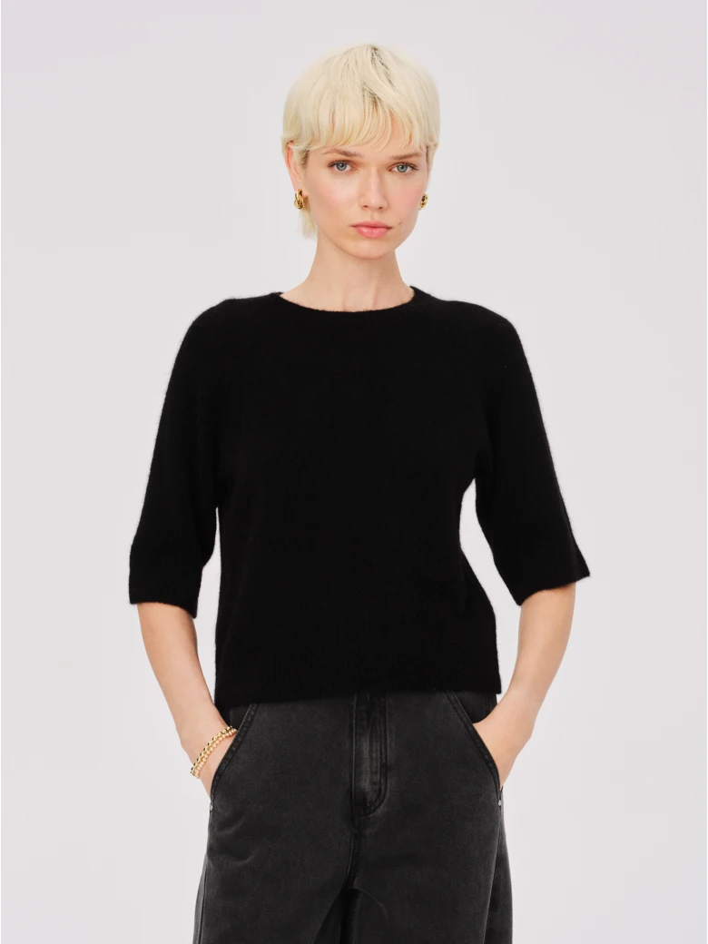 Black sweater with mohair and wool