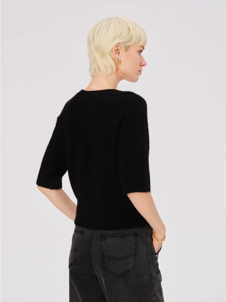 Black sweater with mohair and wool