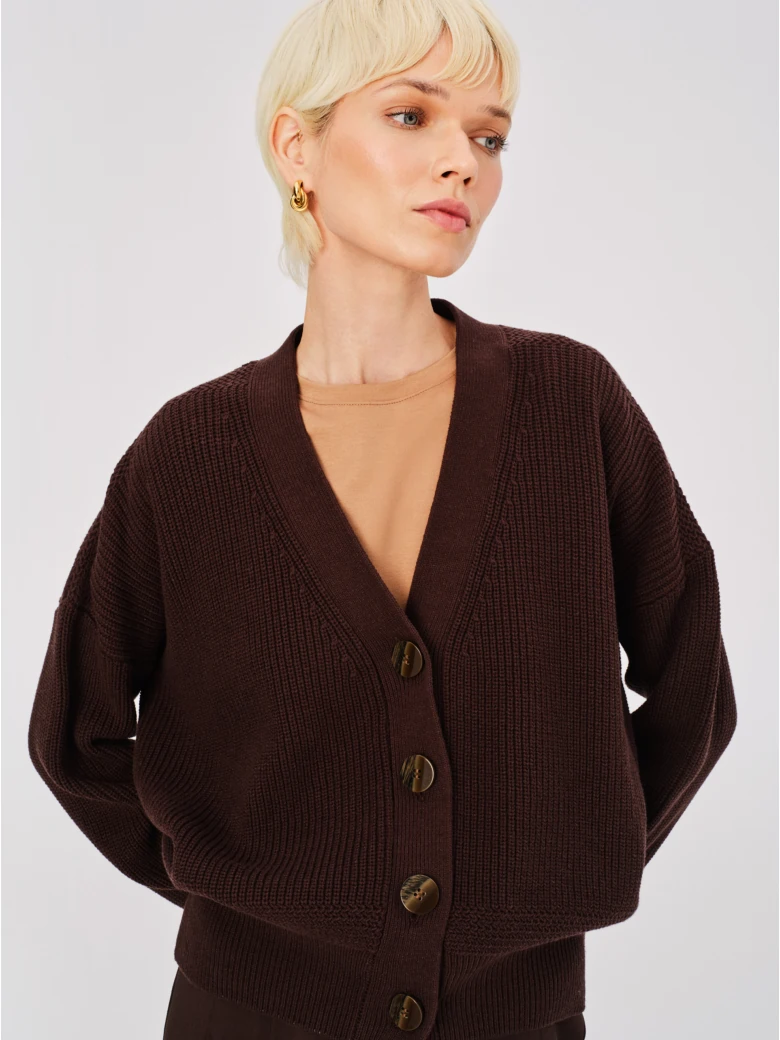 Chocolate oversized ribbed cardigan