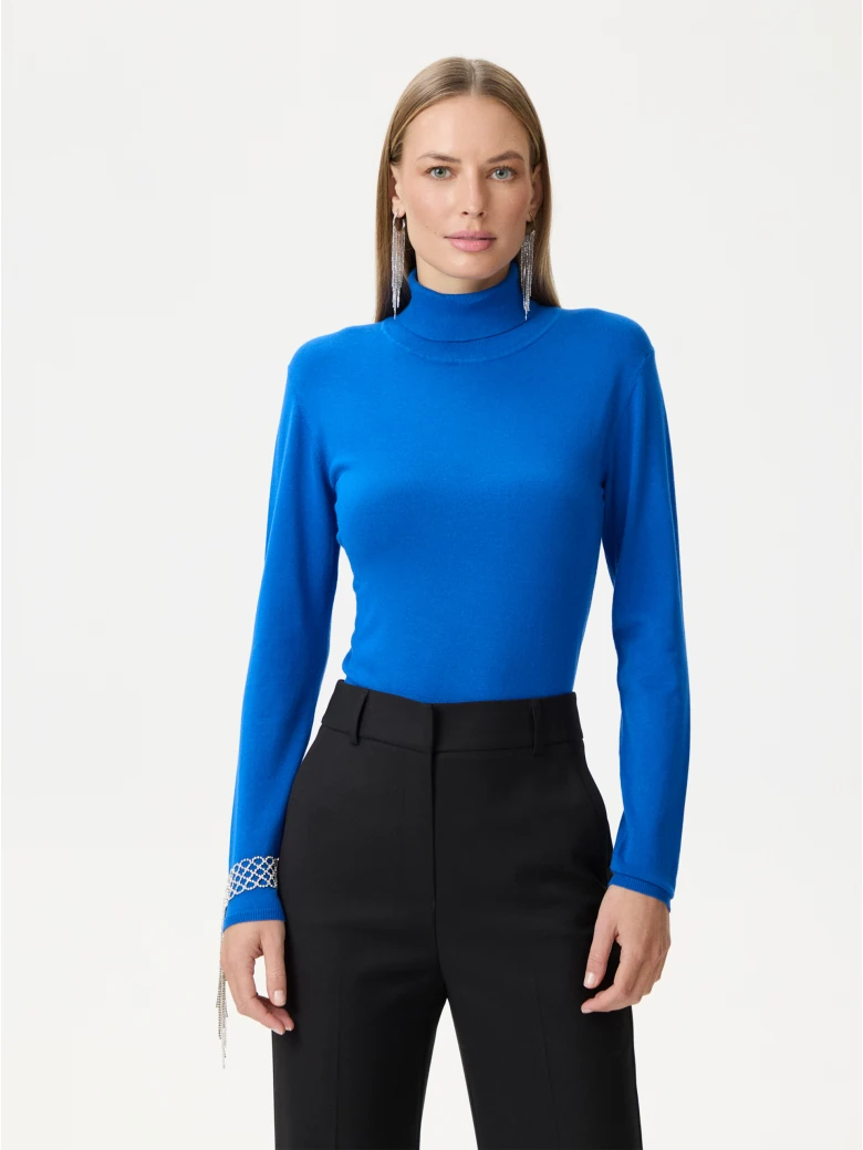 Cornflower blue turtleneck sweater