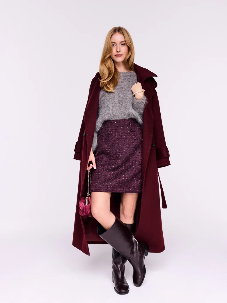 Gray melange sweater with mohair and wool