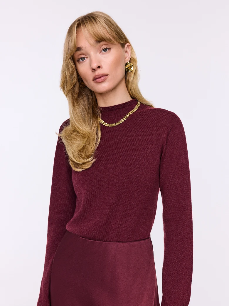 Light burgundy wool sweater with cashmere