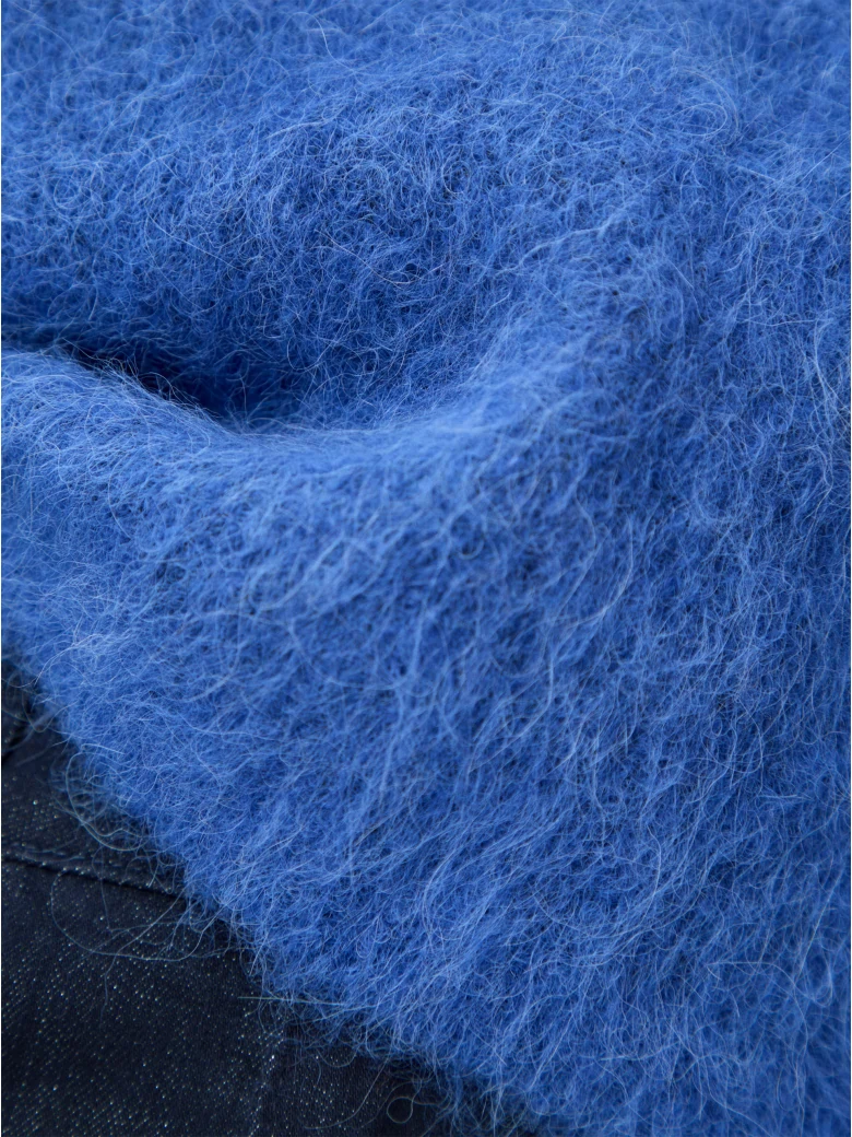 Cornflower blue sweater with alpaca wool