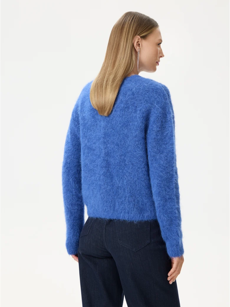 Cornflower blue sweater with alpaca wool