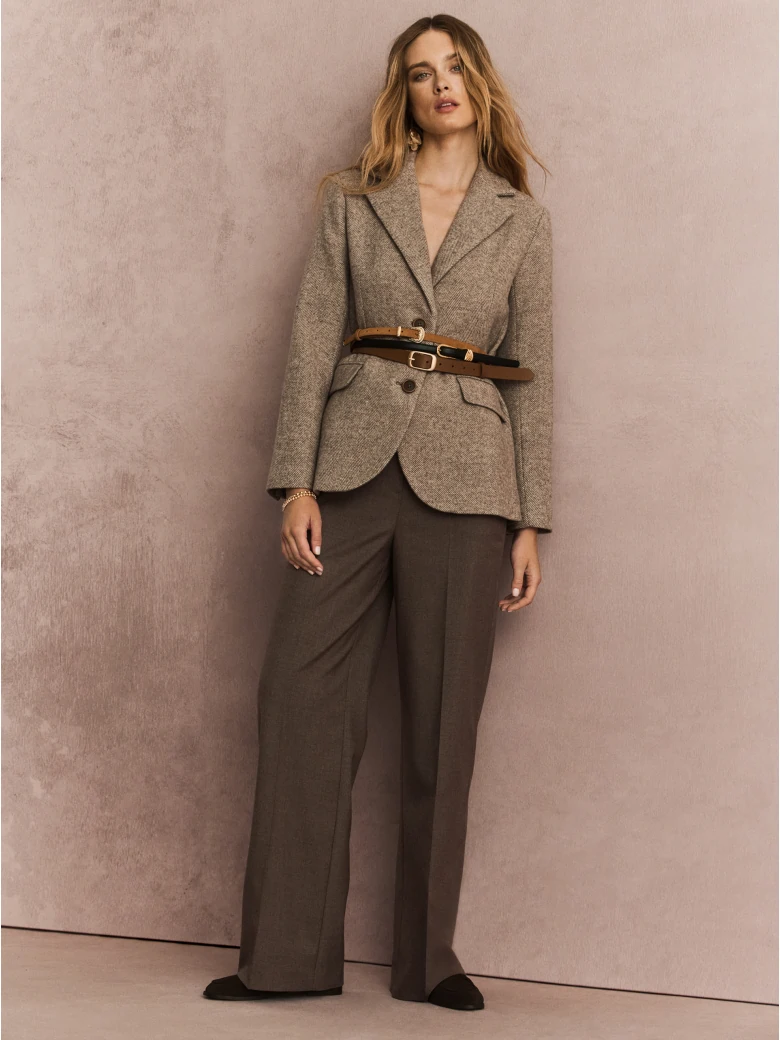 Classic beige herringbone jacket