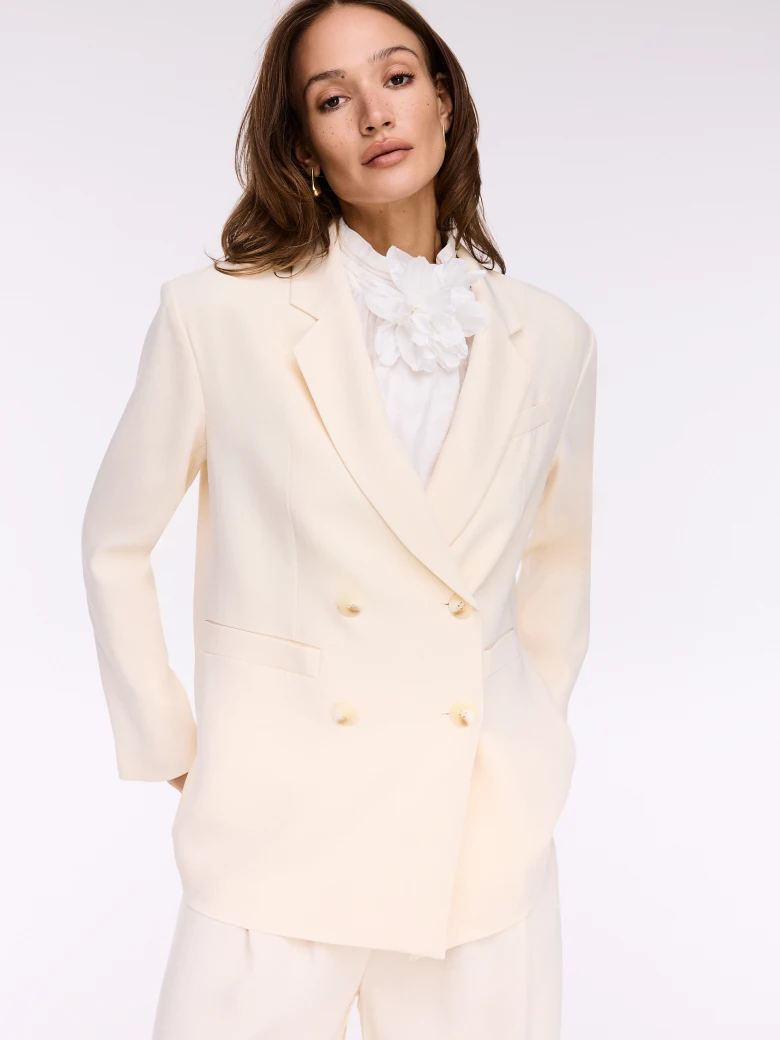 Cream viscose jacket with double-breasted fastening