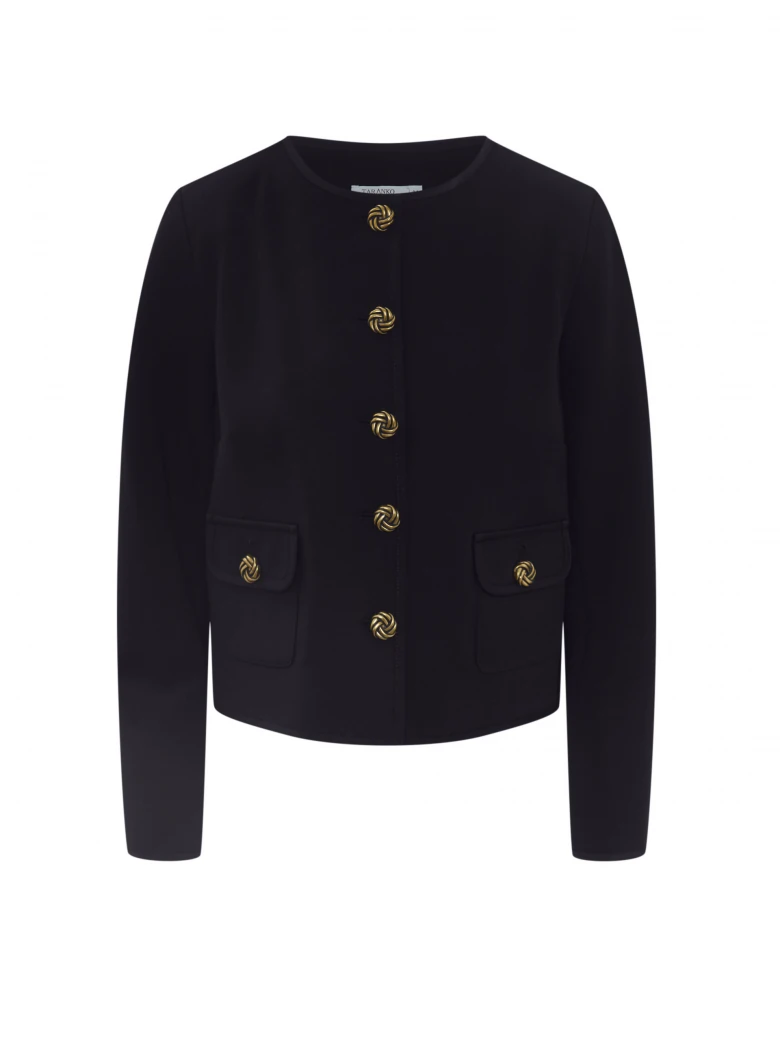 Black boxy jacket with gold buttons