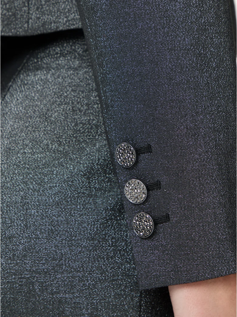 Short grey jacket with metallic thread