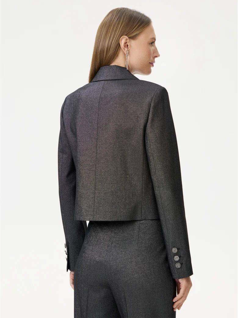 Short grey jacket with metallic thread