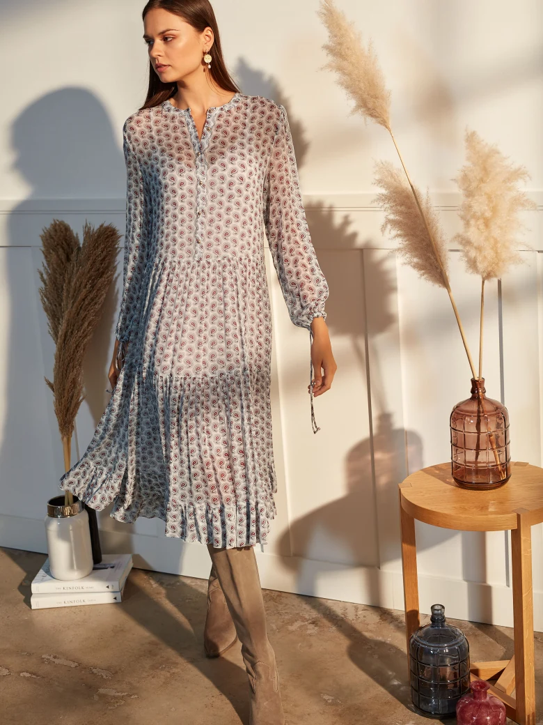 MIDI DRESS WITH SHORTER LINING