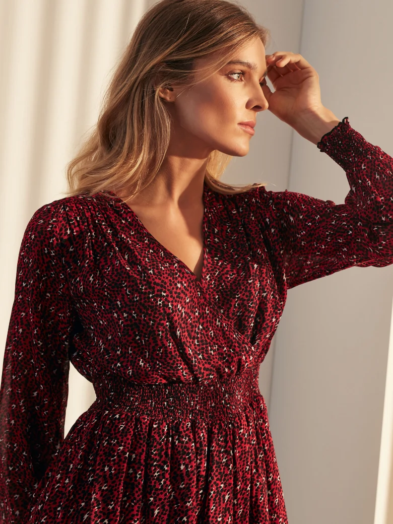 MIDI DRESS WITH ENVELOPE NECKLINE