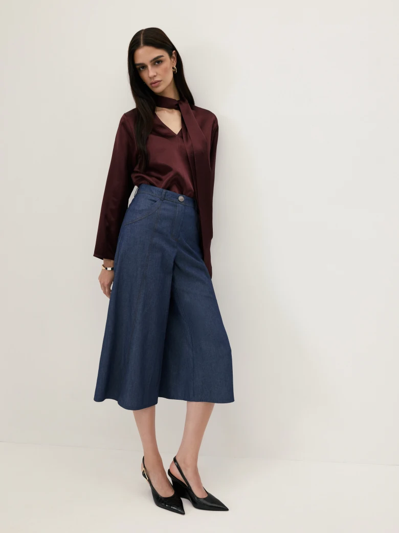 Navy blue cotton denim trousers