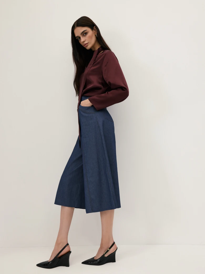 Navy blue cotton denim trousers