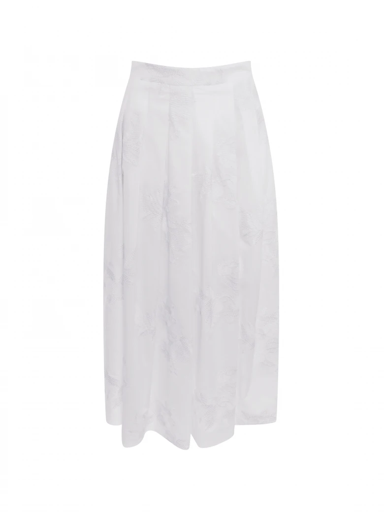 High-waisted cream-colored embroidered skirt