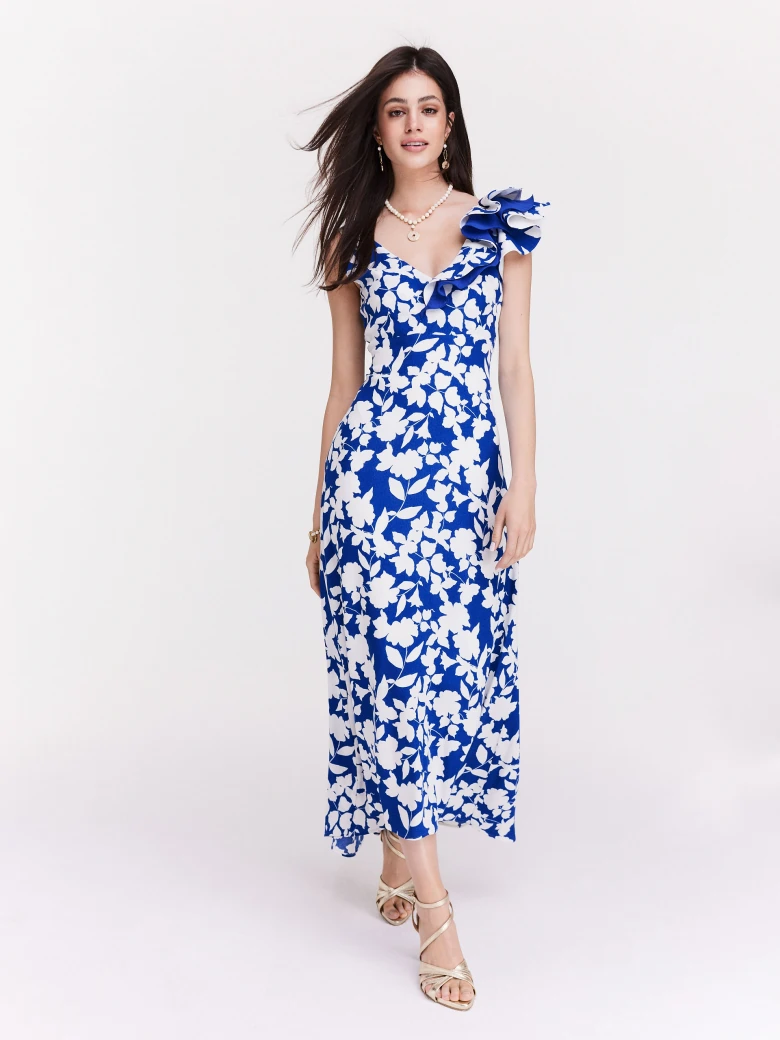 Cobalt midi dress with flowers