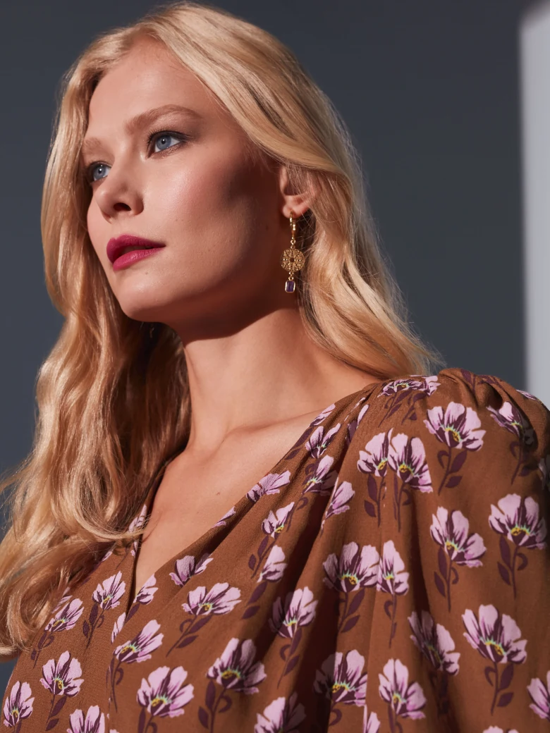 Brown floral blouse