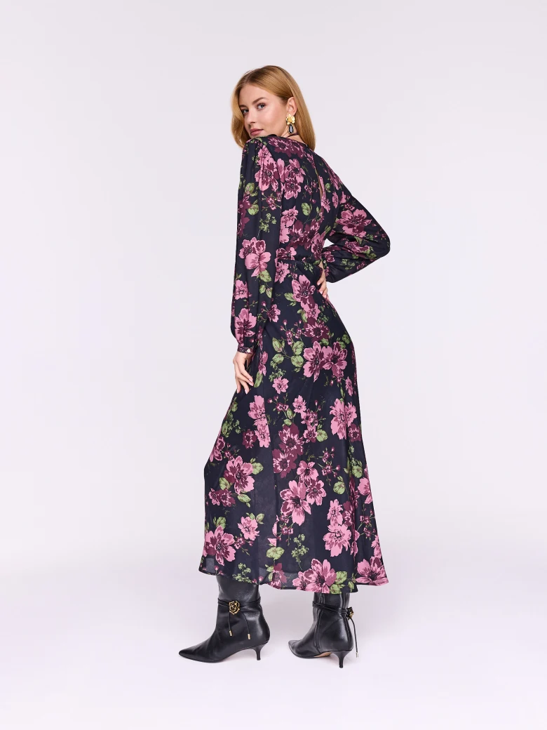 Floral maxi dress with decorative rose