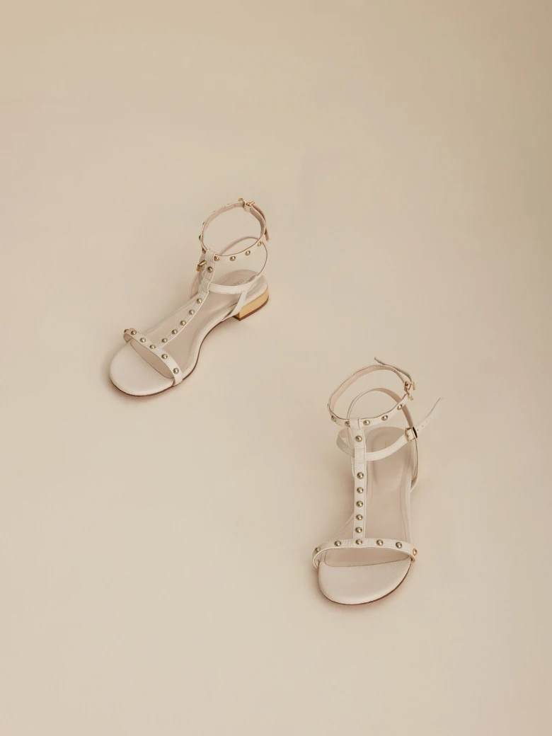 WHITE STUDDED SANDALS