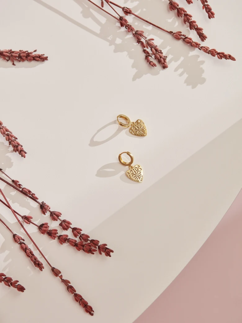 GOLD PLATED HEART EARRINGS