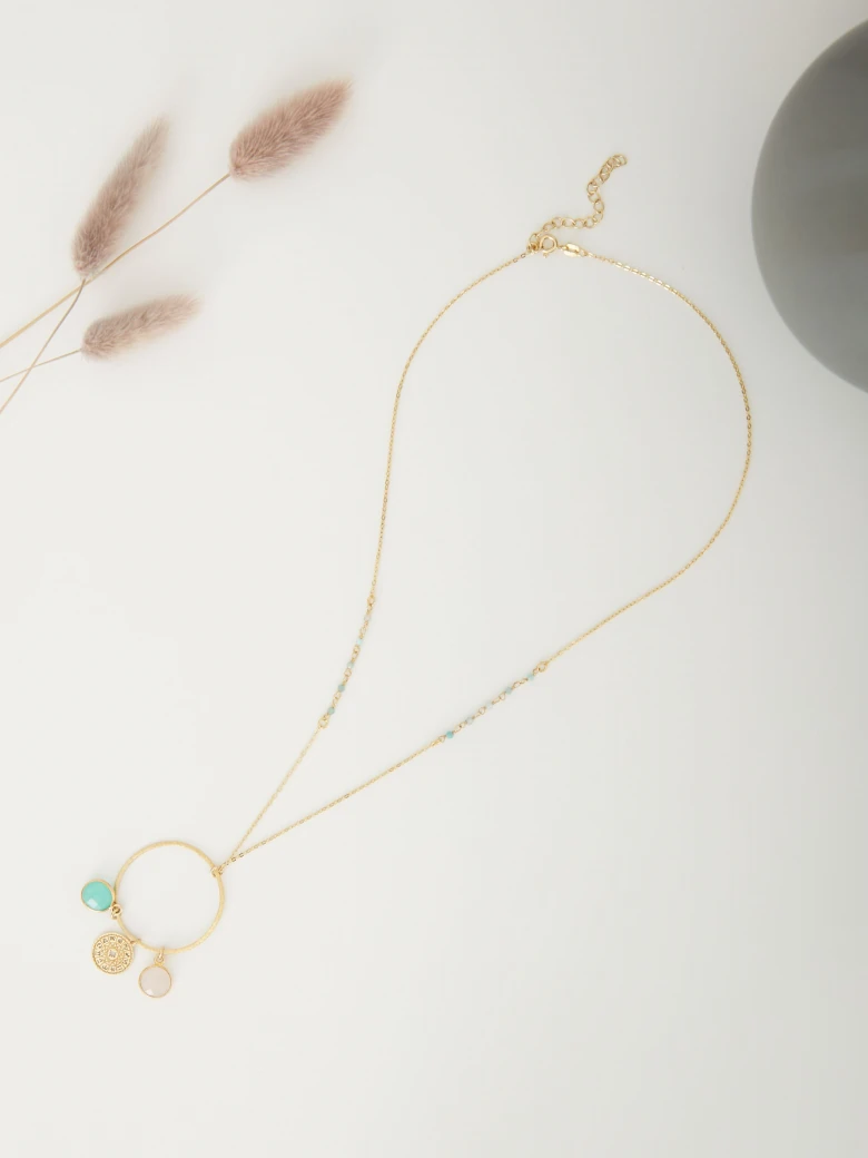 NECKLACE WITH NATURAL STONE CHARMS