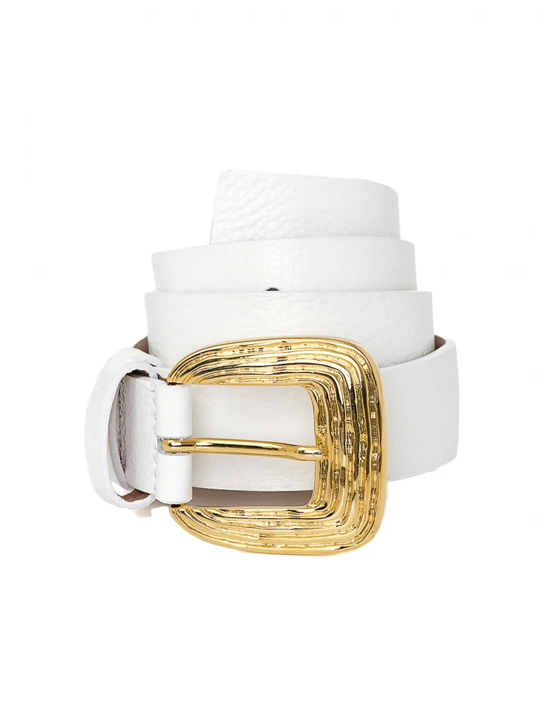 WHITE BELT WITH GOLD BUCKLE