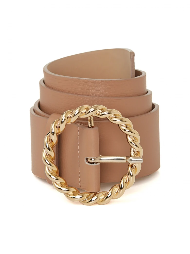 BEIGE BELT WITH ROUND BUCKLE