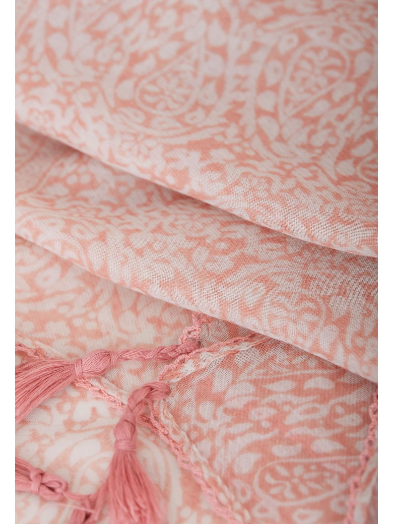 SCARF WITH PINK TASSELS