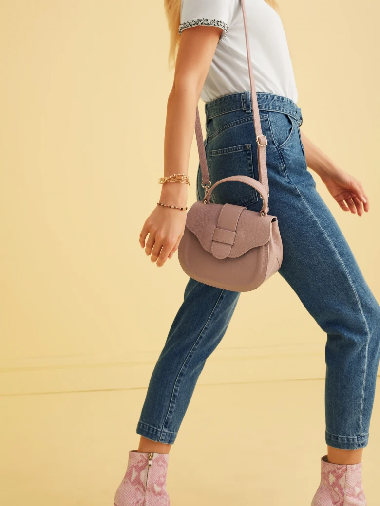 POWDER PINK LEATHER HANDBAG