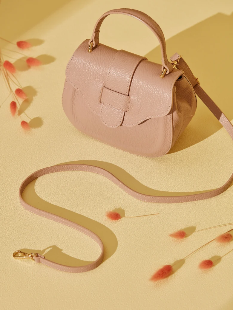 POWDER PINK LEATHER HANDBAG