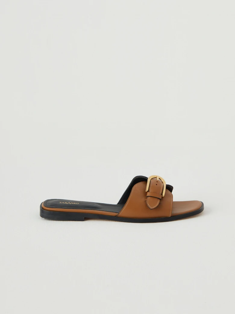 Brown flip-flops on a flat sole