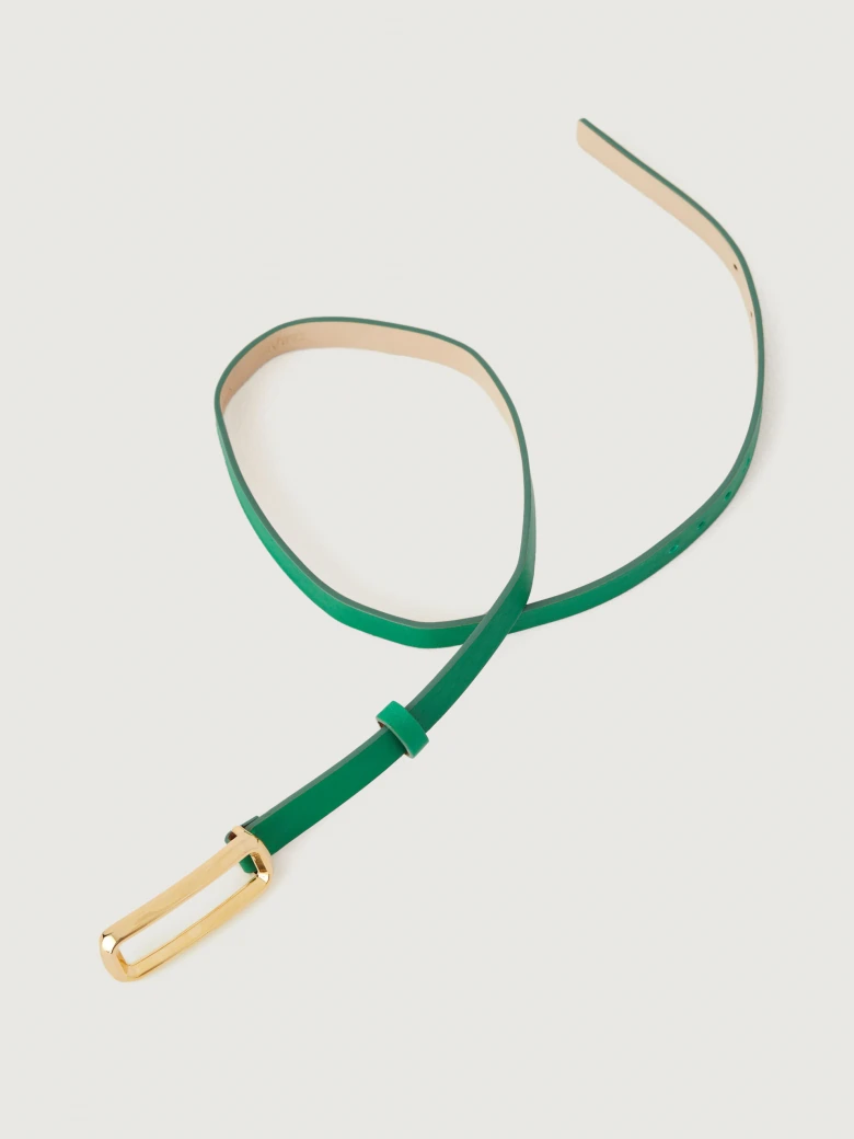 Green natural leather belt