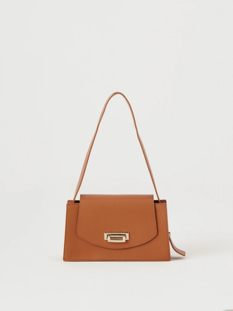Brown handbag with buckle
