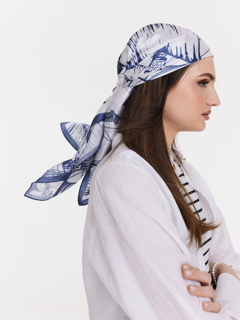 Silk gavroche with nautical motifs