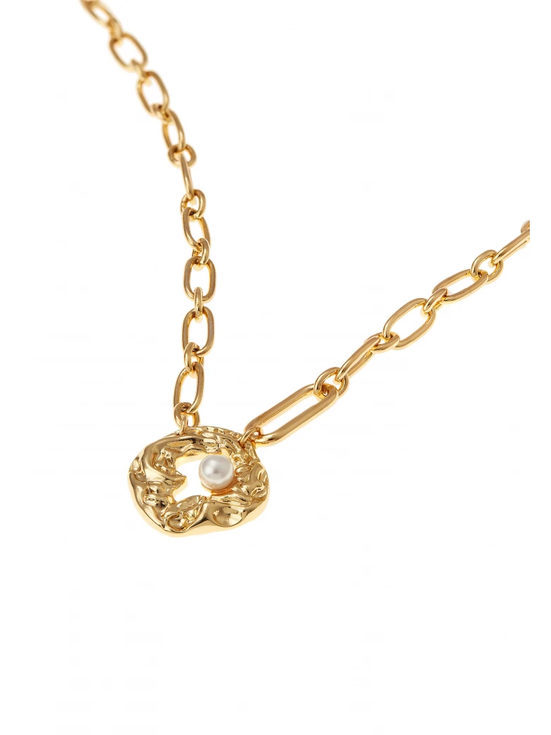 Copper necklace with decorative pearl pendant