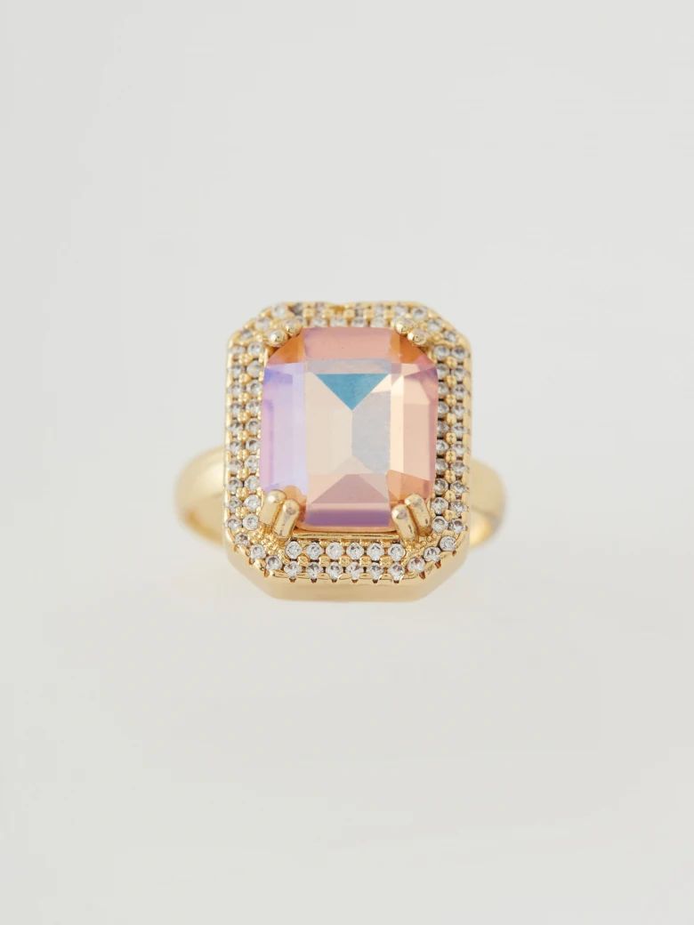 Pink square eye ring