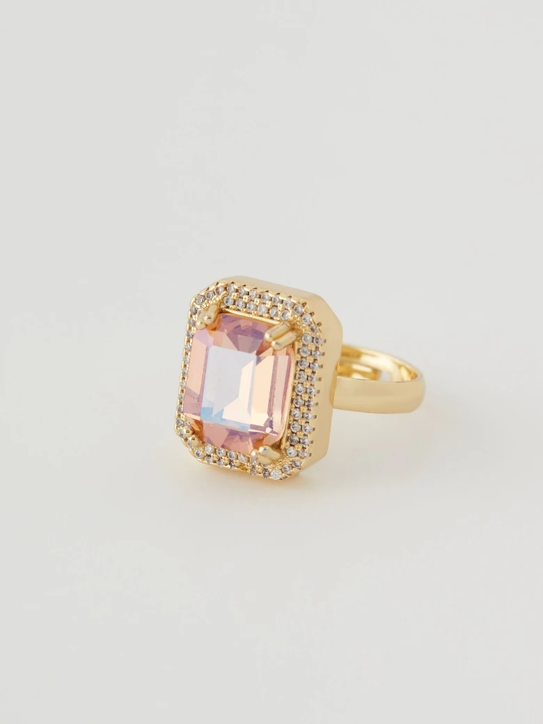 Pink square eye ring