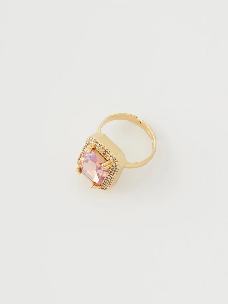 Pink square eye ring
