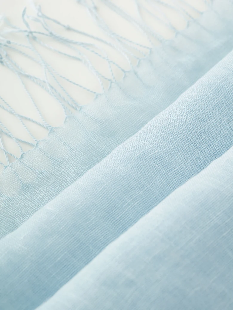 Linen shawl in light blue color