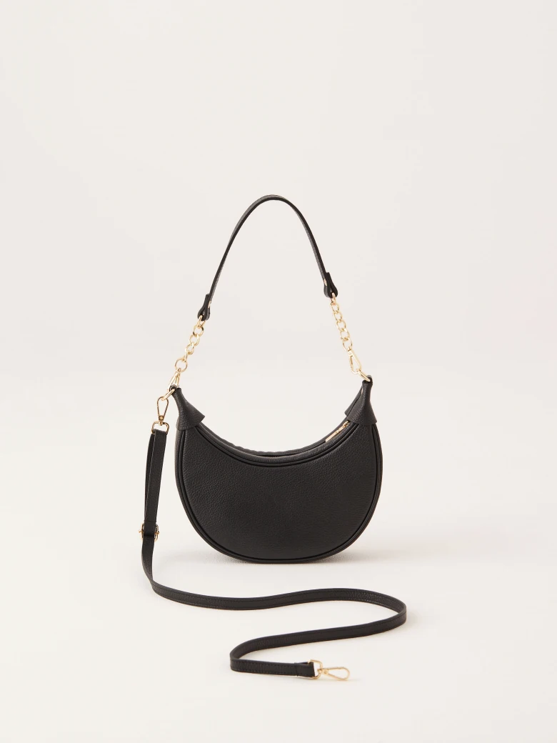 Black leather hobo bag