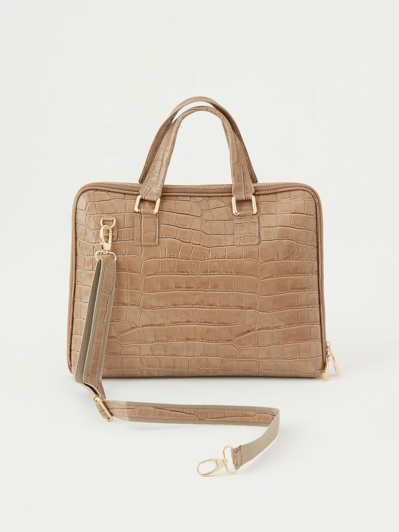 Briefcase bag in taupe color