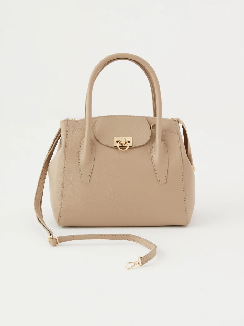 Large handbag in beige color