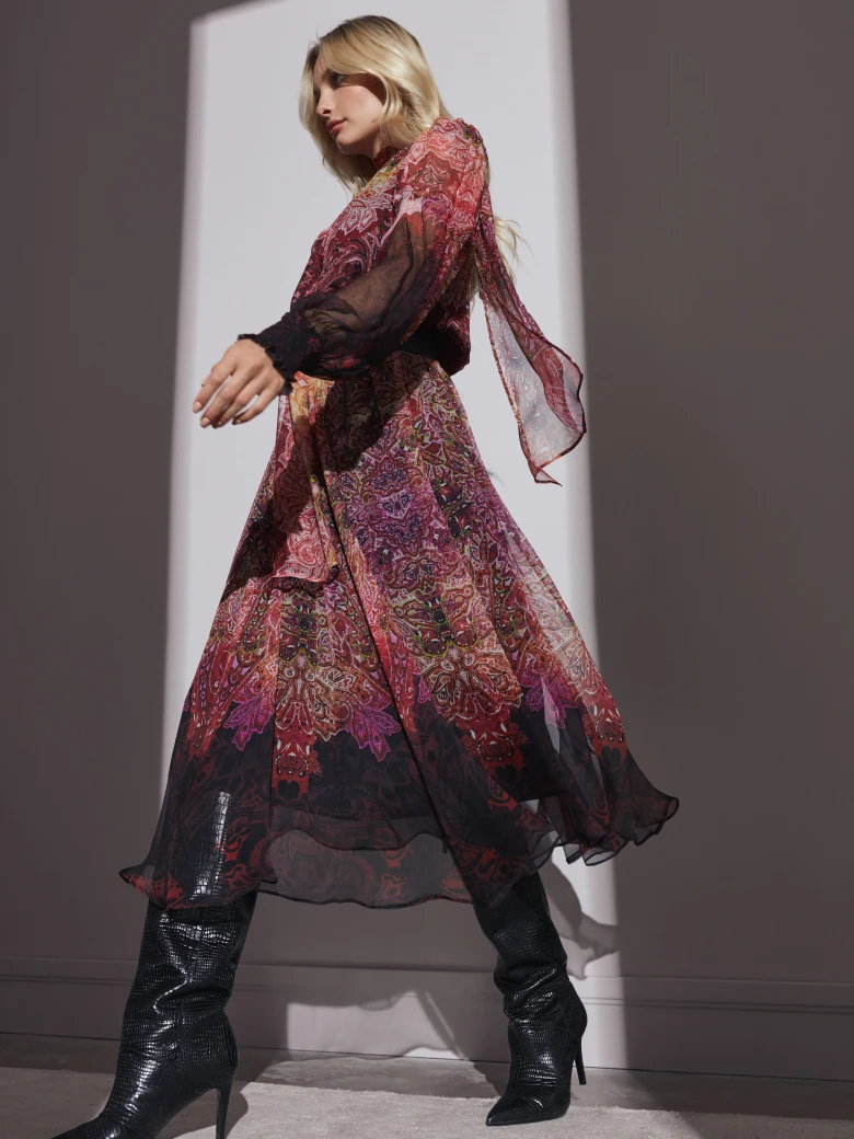 Silk boho midi dress