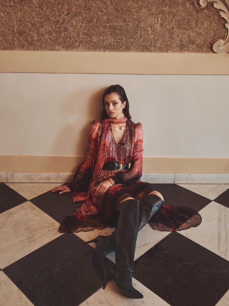 Silk boho midi dress