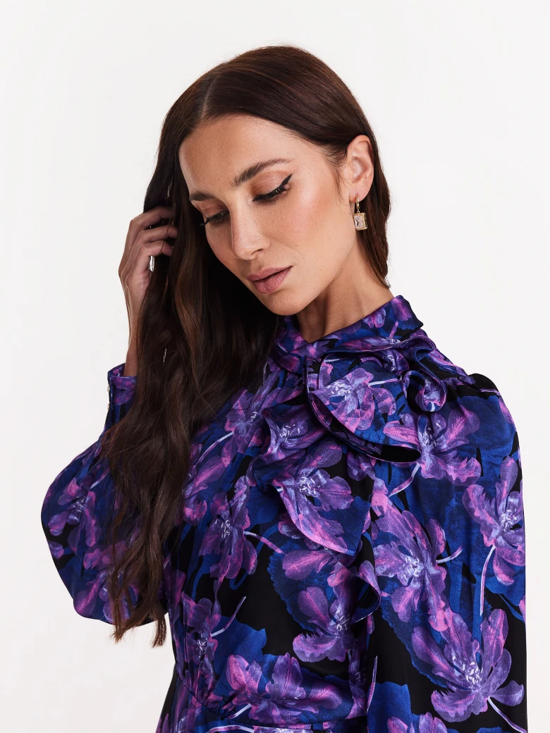 Satin floral midi dress