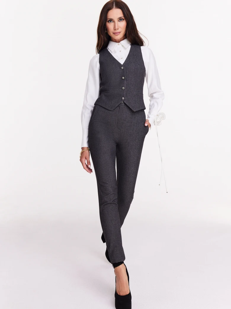 Eleganckie garniturowe spodnie z wysokim stanem
