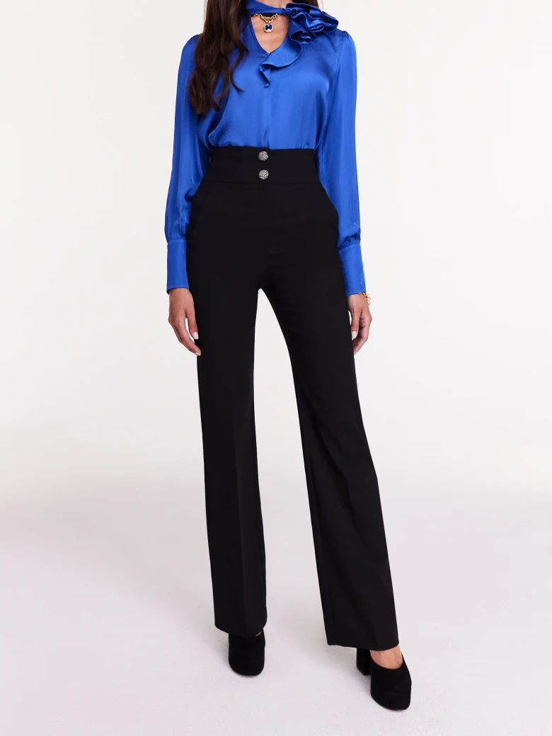 Black pants with flared legs