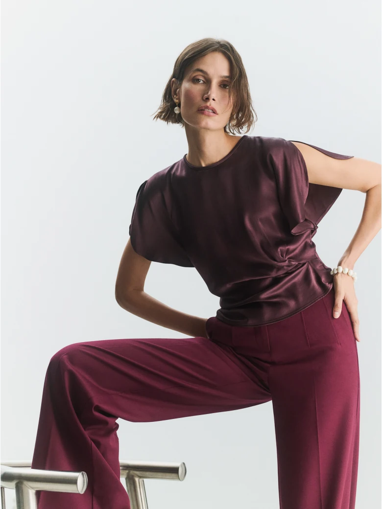 Burgundy satin blouse