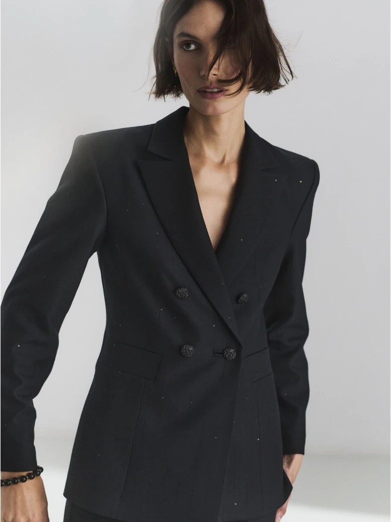 Elegant black jacket with sequin detail