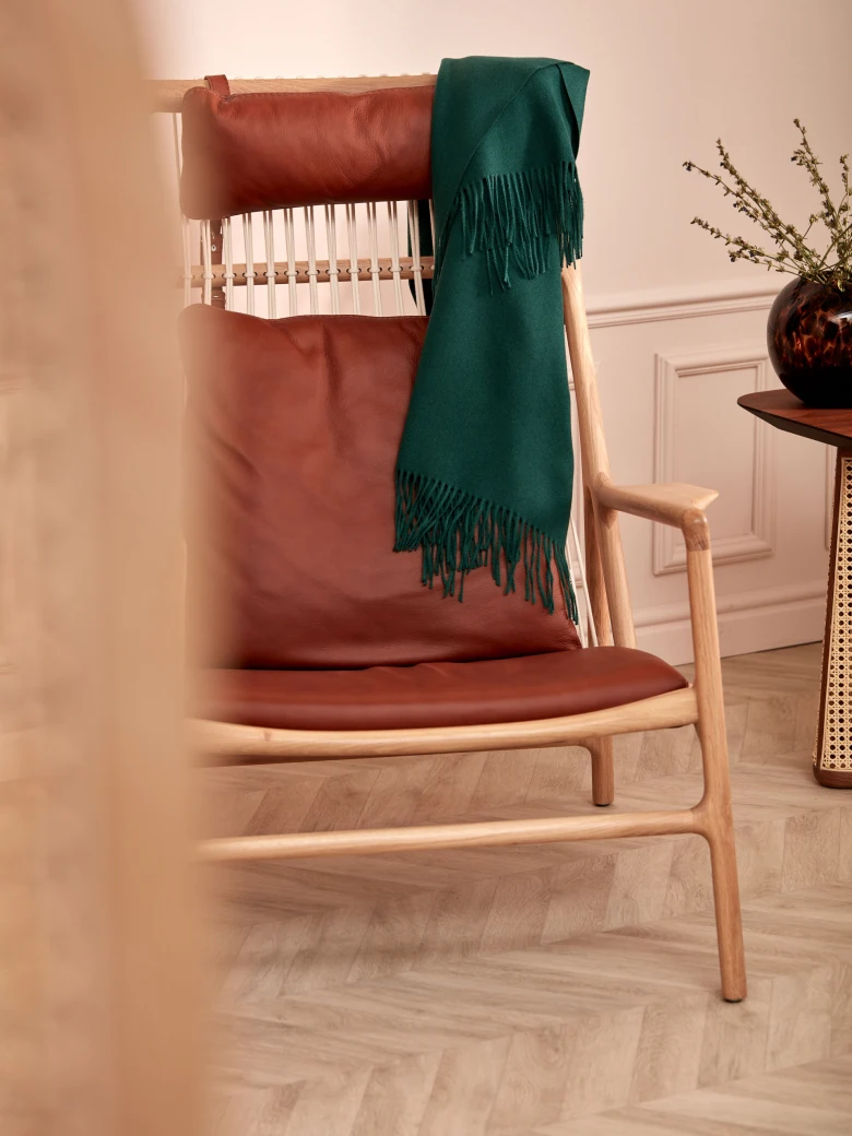 BOTTLE GREEN WOOL SCARF